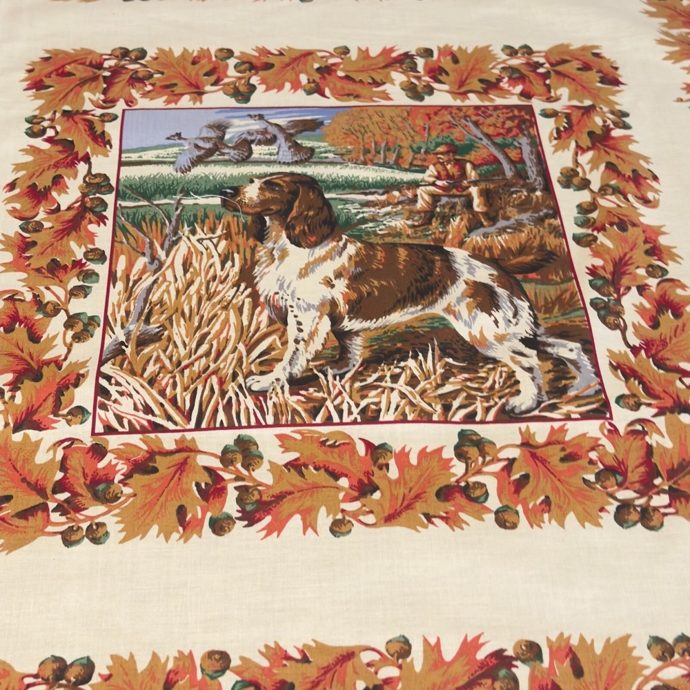 Hunting Dogs Labrador Spaniel 35"x45" Pillow Quilt Blocks Panels Cotton Leaves - Picture 5 of 9
